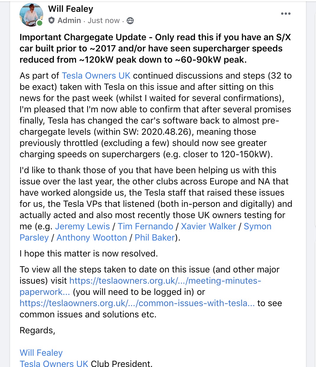 © Will Fealey, president i Tesla Owners UK